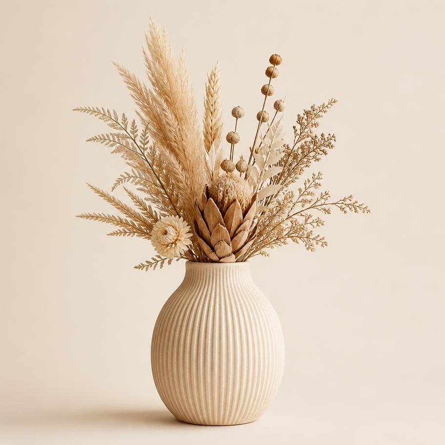 Ribbed Stoneware Vase
